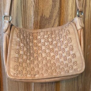 Woven-Panel Shoulder Bag in Light Brown